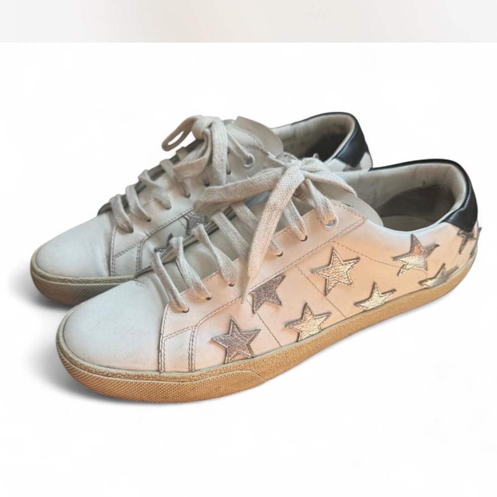 Men’ Saint Laurent Court Classic Sneakers with Silver Stars (Used)